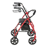 4 Wheel Steel Rollator w/8  Casters & Basket-Loop-Red