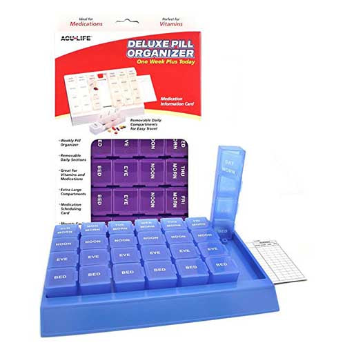 Deluxe Pill Organizer w/28 Com One Week Plus Today'