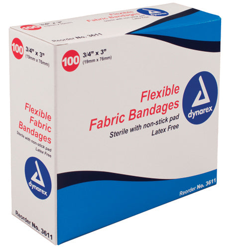 Flexible Fabric Bandages 3/4 x3  Sterile Bx/100