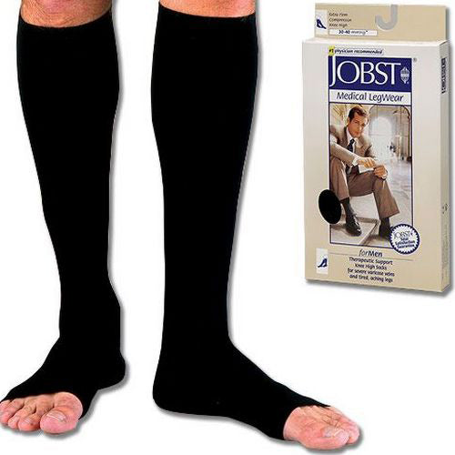 Jobst For Men 20-30 Open Toe Knee-Hi  Black Large