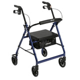 Rollator 4-Wheel with Pouch & Padded Seat Blue - Drive