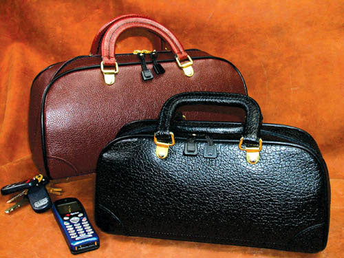 Zipper Physician Bag 12  Black Pebble Leather
