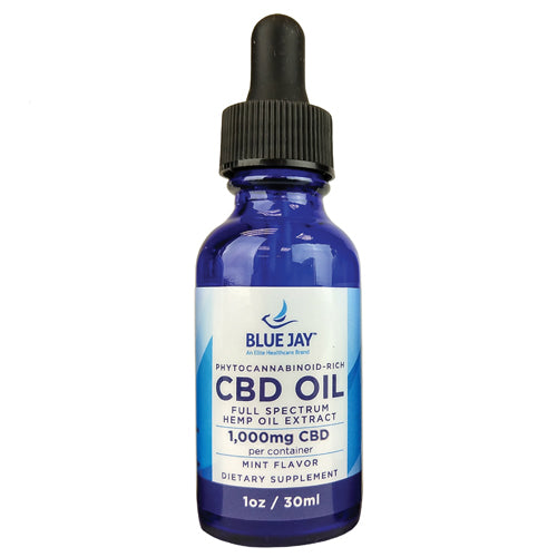 CBD Oil Pure Hemp Drops 1000 mg  1 oz Blue Jay - Mint