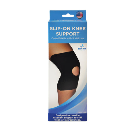 Blue Jay Slip-On Knee Support Open Patella w/Stabilizers Lg