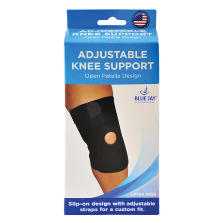 Blue Jay Adj Knee Support Open Patella Design  Black  Sm/Md