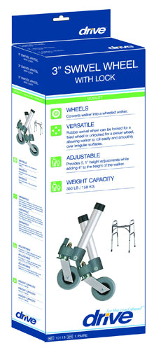 Comb. Swivel/Fixed Wheels 3  w/Lock and Rear Glides (pr)