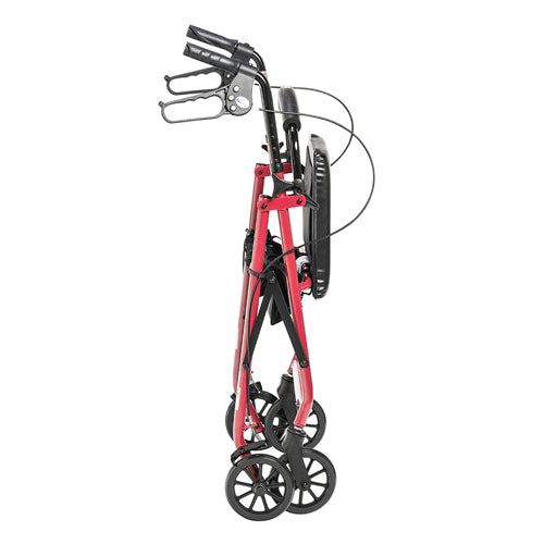 Rollator 4-Wheel with Pouch & Padded Seat  Red - Drive