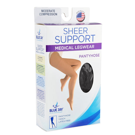 Ladies' Sheer Firm Spt  Medium 20-30mmHg  Panty Hose  Black