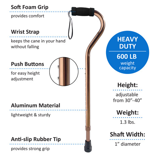 Cane  Bariatric  Aluminum Bronze  600# Weight Cap