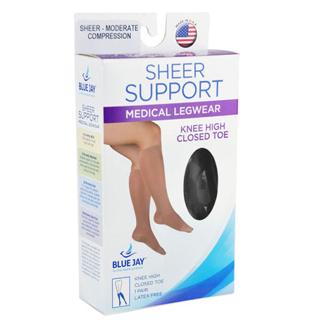 Ladies' Sheer Firm Support  Md 20-30mmHg  Knee Highs  Black